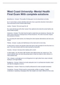 West Coast University- Mental Health Final Exam With complete solutions