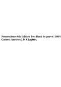 Neuroscience 6th Edition Test Bank by purves | 100% Correct Answers | 34 Chapters.