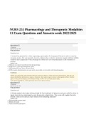 NURS 251 Pharmacology and Therapeutic Modalities 11 Exam Questions and Answers week 2022/2023