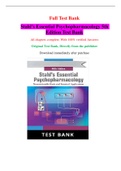 Stahl’s Essential Psychopharmacology 5th Edition Test Bank (Full Test Bank, With 100% Verified Answers)