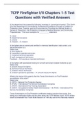 TCFP Firefighter I/II Chapters 1-5 Test Questions with Verified Answers | Latest 2023/2024 solutions