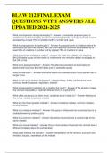 BLAW 212 FINAL EXAM QUESTIONS WITH ANSWERS ALL UPDATED 2024-2025 