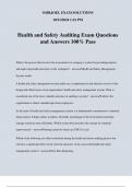 Health and Safety Auditing Exam Questions and Answers 100&percnt; Pass