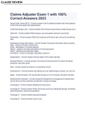 Claims Adjuster Exam 1 with 100&percnt;Correct Answers 2023