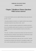 Chapter 7 Healthcare Finance Questions With Correct Answers