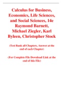 Calculus for Business, Economics, Life Sciences, and Social Sciences, 14e Raymond Barnett, Michael Ziegler, Karl Byleen, Christopher Stock (Test Bank)
