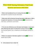 WGU D220 Nursing Informatics Final Exam Questions and Answers 2022&sol;2023 &vert; 100&percnt; Verified Answers