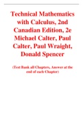 Technical Mathematics with Calculus, 2nd Canadian Edition, 2e Michael Calter, Paul Calter, Paul Wraight, Donald Spencer (Test Bank)