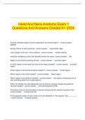 Head And Neck Anatomy Exam 1 Questions And Answers Graded A&plus; 2024&period;