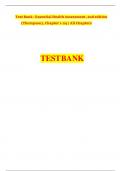 TEST BANK for Essential Health Assessment 2nd Edition by Thompson&comma; All Chapters 1 - 24 Complete&comma; ISBN-13&colon; 9781719642323  &vert;&vert;Complete A&plus; Guide