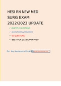 HESI RN MED SURG&sol;ACTUAL EXAM QUESTIONS & ANSWERS 2022&sol;2023 UPDATE &vert; COMBINED PACKAGE DEAL 