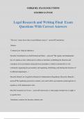 Legal Research and Writing Final Exam Questions With Correct Answers