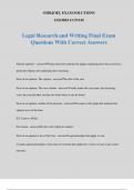 Legal Research and Writing Final Exam Questions With Correct Answers