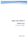 BIOL 240 QUIZ 8  APUS CLE - QUESTIONS & ANSWERS &lpar;scored 97&percnt;&rpar; UPDATED 2023 