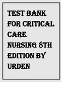 TEST BANK FOR CRITICAL CARE NURSING 8TH EDITION BY URDEN