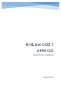 BIOL 240 QUIZ 7 APUS CLE - QUESTIONS & ANSWERS &lpar;Scored 98&percnt;&rpar; Latest 2023