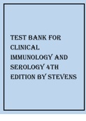TEST BANK FOR CLINICAL IMMUNOLOGY AND SEROLOGY 4TH EDITION BY STEVENS