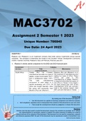 MAC3702 Assignment 2 (WRITTEN) Semester 1 2023 (786840)
