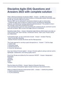Discipline Agile &lpar;DA&rpar; Questions and Answers 2023 with complete solution