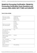Relativity Processing Certification &sol;Relativity Processing Certification Exam Questions and Answers 2024-2025&sol; GET IT 100&percnt; ACCURATE&excl;&excl;
