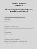 Manufacturing Pharmacy Exam Questions With 100&percnt; Verified Answers