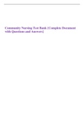 Community Nursing Test Bank &lbrace;Complete Document with Questions and Answers&rcub;