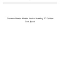  Gorman Neebs Mental Health Nursing 5th Edition Test Bank