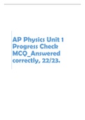 AP Physics Unit 1 Progress Check MCQ_Answered correctly, 22/23.