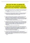 HESI EXIT RN WELL ELLABORATED QUESTIONS AND ANSWERS [0VER 50 QUESTIONS 2023 PROPERLY ANSWERED