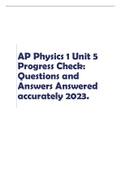 AP Physics 1 Unit 5 Progress Check: Questions and Answers Answered accurately 2023.