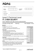 Level 3 Technical Level IT: CYBER SECURITY Unit 6 Network and cyber security administration Mark scheme