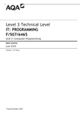 AQA Level 3 Technical Level IT: PROGRAMMING F/507/6465 Unit 2 Computer Programming Mark scheme