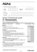 AQA Level 3 Technical Level IT: PROGRAMMING Unit 2 Computer programming Mark Scheme
