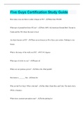Five Guys Certification Study Guide &vert;  373 Questions with 100&percnt; Correct Answers &vert; Verified &vert; Latest Update &vert; 49 Pages