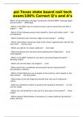 psi Texas state board nail tech exam&sol;100&percnt; Correct Q&rsquo;s and A&rsquo;s