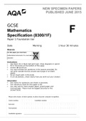 NEW SPECIMEN PAPERS PUBLISHED JUNE 2015      GCSE Mathematics Specification (8300/1F) Paper 1 Foundation tier
