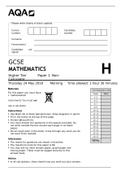 GCSE MATHEMATICS Higher Tier	Paper 1 Non-Calculator