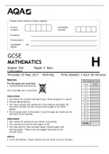 AQA GCSE MATHEMATICS Higher Tier Paper 1 Non-Calculator
