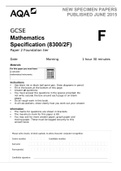 AQA GCSE Mathematics Specification (8300/2F) Paper 2 Foundation tier