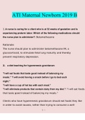 ATI Maternal Newborn 2019 B&period; questions verified with 100&percnt; correct answers