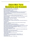 Odom Mid- Term Questions and Answers