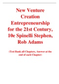 New Venture Creation Entrepreneurship for the 21st Century, 10e Spinelli Stephen, Rob Adams (Test Bank)
