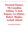 Personal Finance, 7th Canadian Edition, 7e Jack Kapoor, Les Dlabay, Robert  Hughes, Arshad Ahmad (Test Bank)