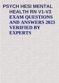 PSYCH HESI MENTAL HEALTH RN V1-V3 EXAM QUESTIONS AND ANSWERS 2023 VERIFIED BY EXPERTS