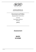 Government and Politics Assessment Unit AS 2 assessing The British Political Process [SGP21]   Assessment    MARK SCHEME