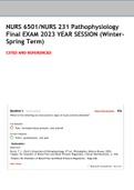 NURS 6501/NURS 231 Pathophysiology Final EXAM 2023 YEAR SESSION (Winter-Spring Term) CITED AND REFERENCED