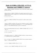 Math ALGEBRA UPDATED ACTUAL  Questions and CORRECT Answers