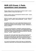 NUR 425 Exam 1 Peds questions and answers