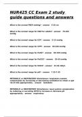 NUR425 CC Exam 2 study guide questions and answers