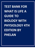 Test Bank for What is Life A Guide to Biology with Physiology 4th Edition by Phelan